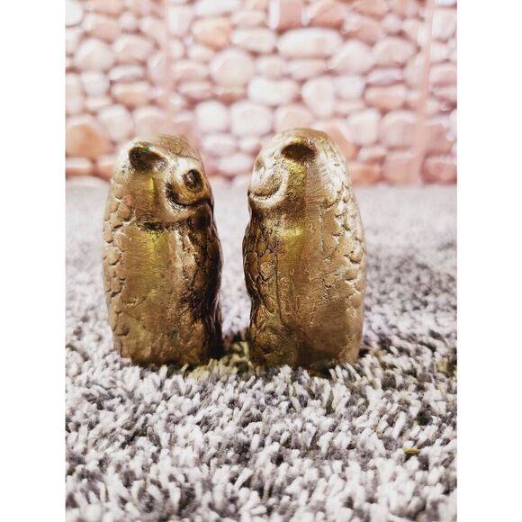 Set of 2 Brass Owls marked Hong Kong - Picture 2 of 5